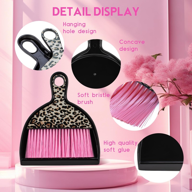 THINKLEARN 2PCS Mini Dustpan and Brush Set, Small Broom and