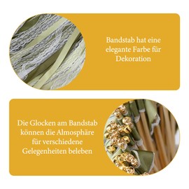 Pack of 50 Premium Wedding Walls with Extra Large Bells & High-Quality Green Silk Ribbons, Bridal Bows Magic Wands for Memorable Weddings, Birthdays & Festive Occasions