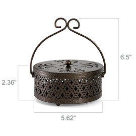 Kingrol 2 Pack Portable Mosquito Coil Holders, Retro Incense Burners for Indoor Outdoor Camping, Hiking - Black & Antique Brass