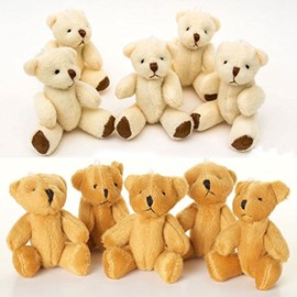 NEW 4 X Cute And Cuddly Small Teddy Bears - 2 X Brown And 2 X White - Gift Present