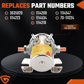 4-Terminals Max 300A Heavy Duty Solenoid Relay Nickel-Plating for Golf Carts, Winch, Marine in Rush 12VDC E-Z-GO Gas Marathon Models w/ 2 or 4-Cycle Engines