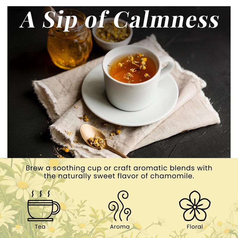 Chamomile Flowers 1 LB, 100% Natural Loose Leaf Chamomile Tea,