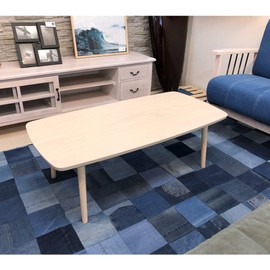 AZUMAYA SGS-229WW Folding Legs Coffee Center Table, W41.3 x D20.5 x H13.8 Inches, Natural White Ash and Rubber Wood Material, Home and Living, Whitewash Wood Color