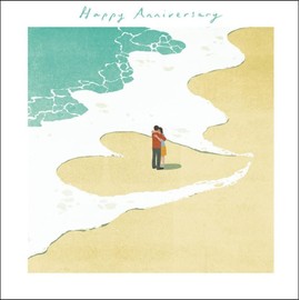 Woodmansterne General Wedding Anniversary Card - 'Ocean Love' Couple on Shoreline - Eco-Friendly & Recyclable -Made in the UK