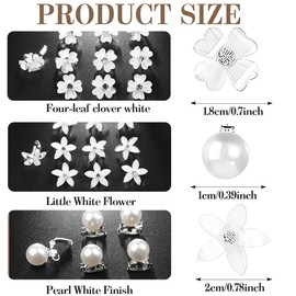 HABNI 15 Stück weiße kleine Blumen-Haarspangen, Mini-süße Strass-Metall-Haarnadeln für Frauen, Braut-Haarspangen für Mädchen, Hochzeit, Haarschmuck(Drei Muster)