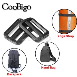 CooBigo 12pcs 1-1/4" Plastic Black Curve Slider Tri-Glide Adjust Tri-ring Buckles For Dog Collar Harness Backpack Straps FLC129-B3