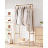 IDEALHOUSE Bamboo Clothes Rack, Freestanding Clothing Rack with Storage Shelf