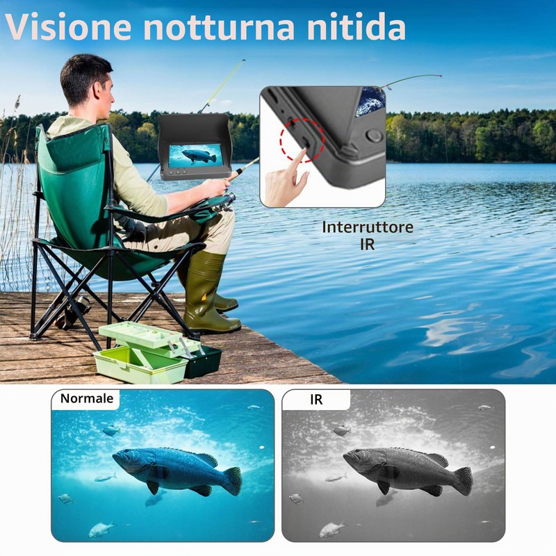 Fotocamera Fish Finder, telecamera da pesca subacquea da 5000 mAh