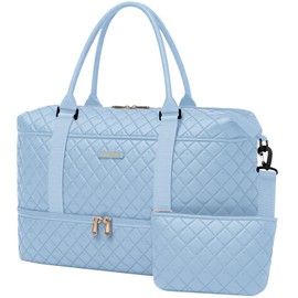 HOTOR Women's Travel Bag - Large Weekender Women's Bag with Shoe Compartment, Practical Travel Bag, Hand Luggage and Hand Luggage Bag for Overnight Stays, Lightweight and Foldable, blue, Medium