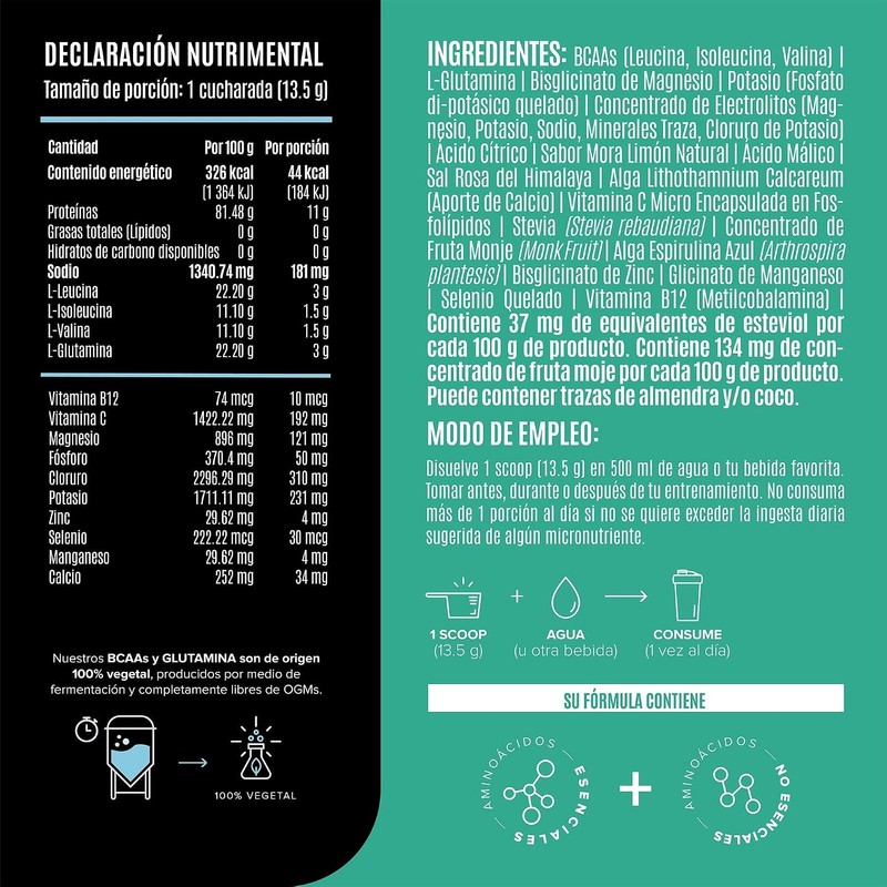 Birdman BCAAs + L-Glutamina Ratio 2:1:1 100% Vegetal, 0 Carbohidratos
