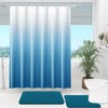 OLANLY Luxury Peacock Blue and White Ombre Shower Curtain Sets