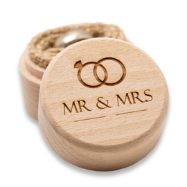 The Laser Engraving Company Mr & Mrs 'Wedding Rings' Image - Wedding Ring Box - Ring Bearer Box - Proposal Ring Box - Engagement Ring Holder