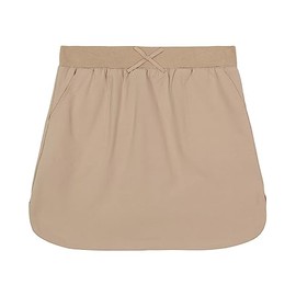 IZOD Girls' School Uniform Pull-on Scooter Skirt with Undershorts, Knit Waistband & Functional Pockets, Wrinkle Resistant, Khaki, 4T