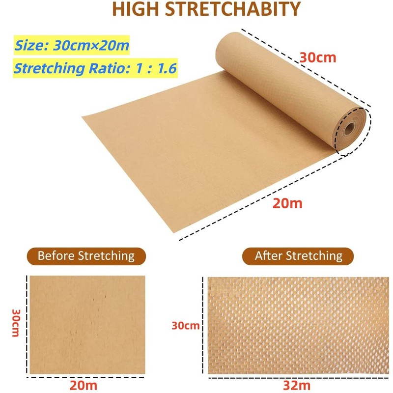 PACK4YA Honeycomb Cushioning Wrapping Paper 30cm×20m (12"×66') Eco-Friendly Packaging Paper