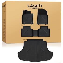 LASFIT Floor Mats & Cargo Mat for Lexus ES 2019-2025(Only Fit FWD), TPE All Weather Custom Fit 1st & 2nd Row Rubber Car Mats and Cargo Liner, Black Easy to Clean