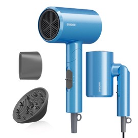 BABONIR 1875W Hair Dryer, Turbo Blow Dryer with Diffuser and Concentrator, Hairdryer with Advanced Ionic Technology, Foldable Travel Design, 3 Temps & 2 Speeds, Compact Design for Women and Men, Blue