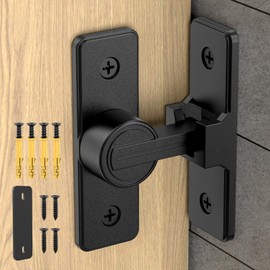 StickNGo Heavy Duty 90 Degree Barn Door Lock, Zinc Alloy Security Sliding Door Latch for Barn, Garden, Bathroom, Fence, Shed - Anti-Rust and Robust (Rectangular Black-1 Pc)