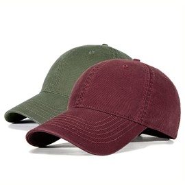 SD SHADOW DOMAIN Gorras de Béisbol - Cachuchas de 100% Algodón Ajustables para Hombres y Mujeres Gorras de Tenis (G 2 Piezas Rojo + Gris Verde)