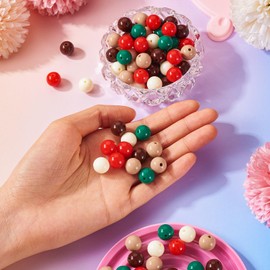 Magibeads 100Pcs 12mm Acrylic Christmas Beads Round Red Green Small Lanyard Beads Cute Kandi Beads Pony Beads for Crafts DIY Home Decor Bracelet Jewelry Making Supplies