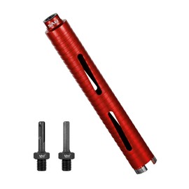 SALI Diamond Core Drill Bits 1 1/2" Diameter 10"/254mm Drilling Depth 5/8-11" Thread Core Bit Turbo Laser-Welded Segments for Cured Concrete with Rebar Brick Block Masonry Stone with Two Adapters（Red）