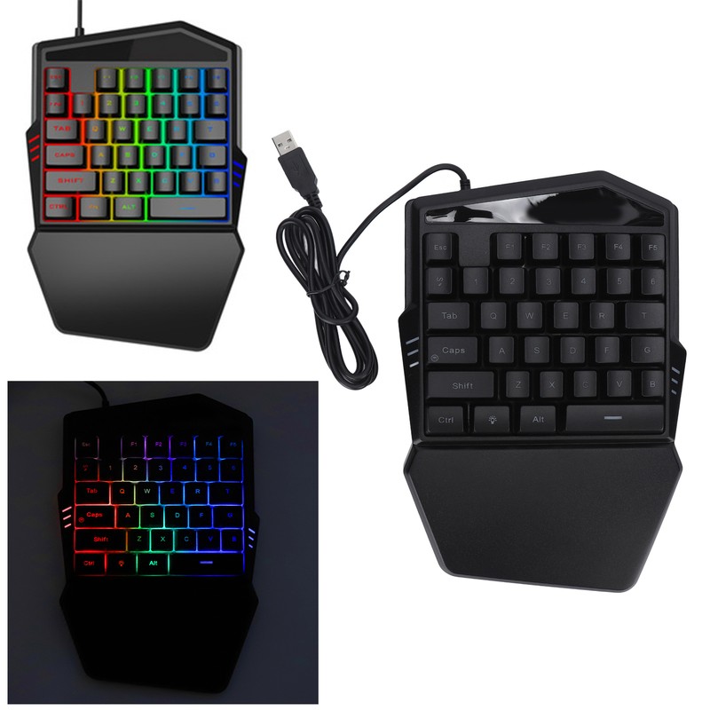 One Handed Gaming Keyboard USB Wired RGB Backlit 35 Keys