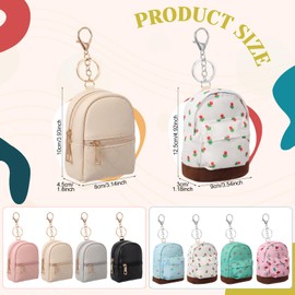 Hsei 8 Pcs Mini Backpack Keychain Coin Purse Tiny Key Chain Cute Cosmetic Bag Small Wallets Mini Valentines Gifts for Women Multi Pocket Card Holder Small Items Cable Organizer Zipper Pouch