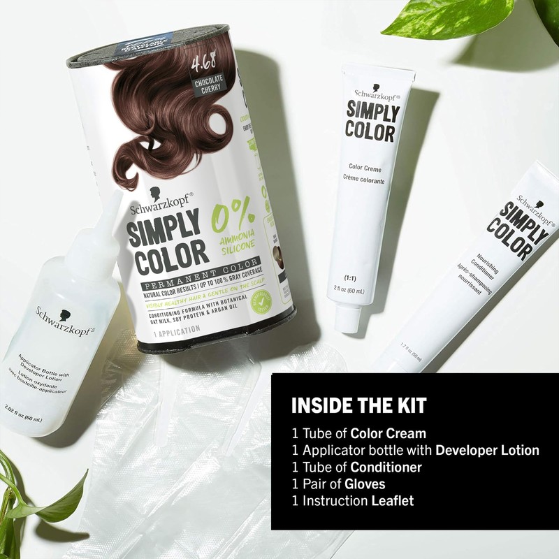 Schwarzkopf Simply Color Permanent Hair Dye, 4.68 Chocolate Cherry, Long-Lasting