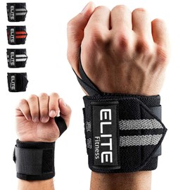 Muñequeras de soporte con sujetador de pulgar (PAR), muñequeras para gimnasio y levantamiento de pesas,brinda soporte para la muñeca, para hombres y mujeres (Negro con gris)