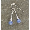 Small Blue Aventurine Gemstone & Sterling Silver Hook Drop Earrings
