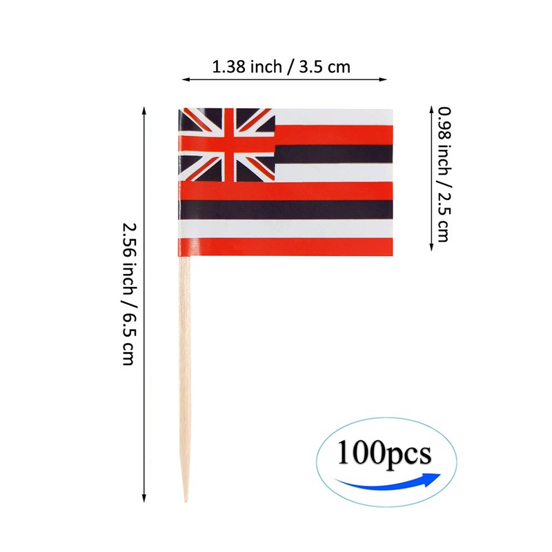 QQSD Hawaii Toothpick Flag Small Mini Cupcake Topper Flags, 100