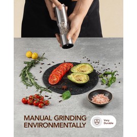 Bundled Sangcon Salt and Pepper Grinder Set Manual Mills - Stainless Steel Refillable Large Capacity