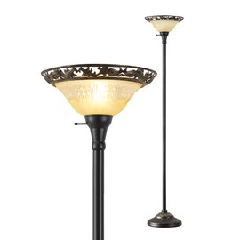 Luvkczc Torchiere Floor Lamp for Living Room - 70" Victorian Standing Lamp with Etched Glass Shade, Corner Floor Lamps for Bedroom/Office