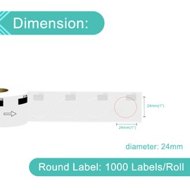 NineLeaf 4 Roll (1000 Labels per Roll) Compatible for Brother DK-1218 DK1218 Diameter 1 inch 24mm Die-Cut Round Labels with Cartridge White Paper Thermal QL Label Printer Refills