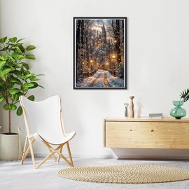 STGLCR Christmas Night Castle Diamond Art Painting Kits for Adults, Road Diamond Art Kits for Beginners, DIY Winter Gem Art Craft for Home Wall Decor, Great Gift 16x12inch Christmas