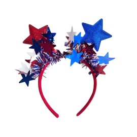 Totelux 4th of July Star Headband Glitter Hair Bands Red Blue Star Patriotic Hair Accessories for Women Girls Independent Day Parade Party Supplies