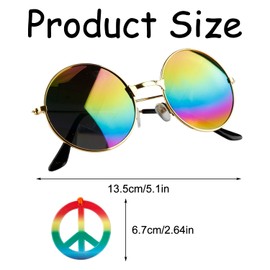 Luckious 3 PCS Hippie Style Festival Party Set – Peace Sign Necklace, Tie-Dye Headband, and Sunglasses Set for Festival, Party, and Celebration Outfits