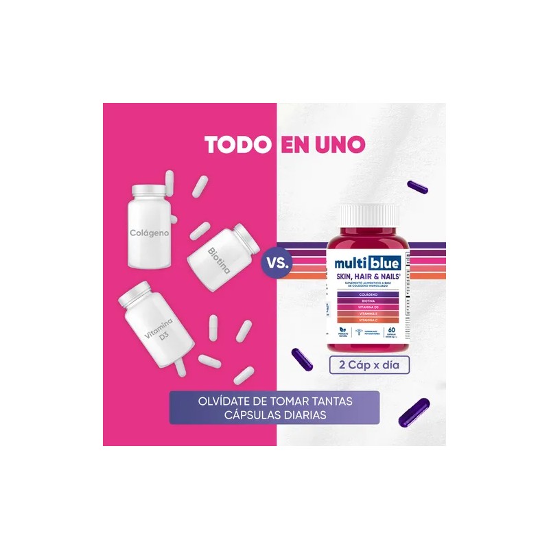 Multiblue Colageno, Biotina, Vitamina D3 - 60 Unidades