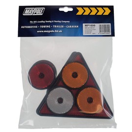BITS4REASONS MAYPOLE NEW MODEL MP1699 REFLECTOR KIT 2 x RED TRIANGLE 2 X ROUND RED 4 X ROUND AMBER & 2 X ROUND CLEAR TRAILER CARAVAN HORSE BOX SAFETY REFLECTIVE KIT E APPROVED MADE IN ENGLAND