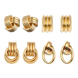 Chunky Gold Earrings for Women Trendy 14K Gold Statement Earrings Hypoallergenic Gold Nugget Earrings Jewelry Gifts