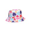 Girls Bucket Hat with Heart Pattern, Multi-Colour Print and Black
