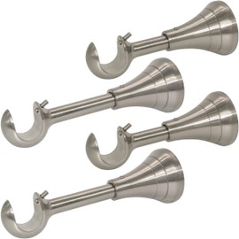 3/4 inch Heavy Duty Curtain Rod Brackets, Adjustable 4 - 5 in Curtain Rod Extension Brackets, Curtain Holder for 5/8 to 3/4 inch Rods, Brackets for Curtain Rods, Wall Mount (Brushed Nickel - Set of 4)