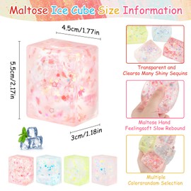 Pack of 4 Stress Balls for Children Adults, Ice Cubes, Anti-Stress Balls, Anti-Stress Ball for Kneading, Anti-Stress Toy, Kneading Ball for Hands Therapy, Rest and Stress Relief