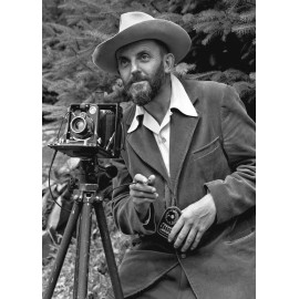 Ansel Adams PHOTO Portrait with Camera   5x7