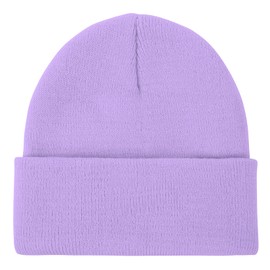 Komorebi Slouchy Beanies for Men Womens Winter Hats Plain Knit Hats Unisex Soft Beanies Warm Cuffed Skull Cap Light Purple One Size