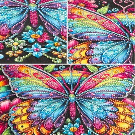 MXJSUA Rainbow Butterfly 5D Special Shape Diamond Painting Kits for Adults and Beginners, Crystal Rhinestone Special Shaped Diamond Art Painting Kits for Home Wall Decor Gift 30x30cm