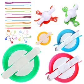 Pom Pom Maker, 5 Sizes Pompom Maker Tool Set for Fluff Ball Weave DIY Wool Yarn Knitting Craft Project for Beginner,Include 10PS Knitting Stitch Markers+10PS Plastic Needles