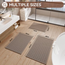 YDKGL Bath Mat Rug-Ultra Thin Non Slip Bath Mats for Bathroom Mat Quick Dry, Rubber Backing Washable Bathroom Rugs Fit Under Door, Absorbent Bath Rugs,Shower Outside,Sink Brown 24"x35"