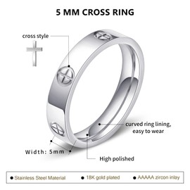 Love Promise Gold Ring for Women: Dainty Stainless Steel Ring Cubic Zirconia Wedding Band Engagement CZ Friendship Rings 18K Gold Silver Rose Gold Plated Birthday Gifts Dainty CZ Jewelry Size 5 6 7 8