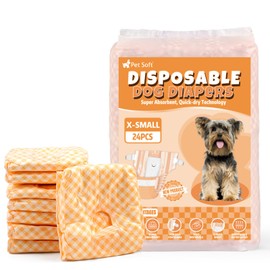 Pet Soft Female Dog Diapers - Disposable Puppy Diapers for Dogs & Cats, Ultra Absorbent Doggy in Heat Period or Urine Incontinence, 24pcs (XS, Orange)