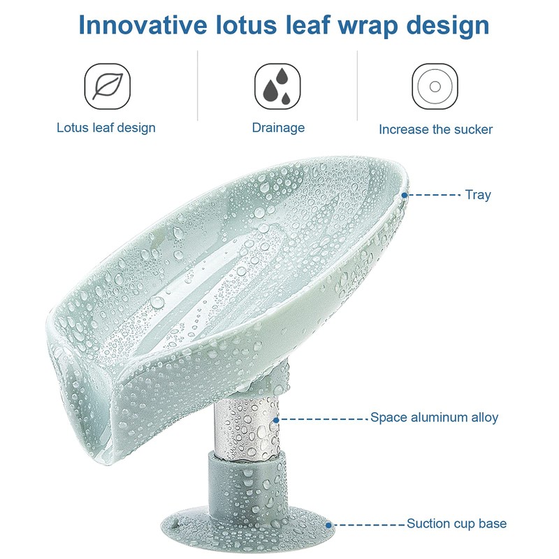 2Pack Soap Holder Leaf-Shape - Self Draining Soap Dish Holder,